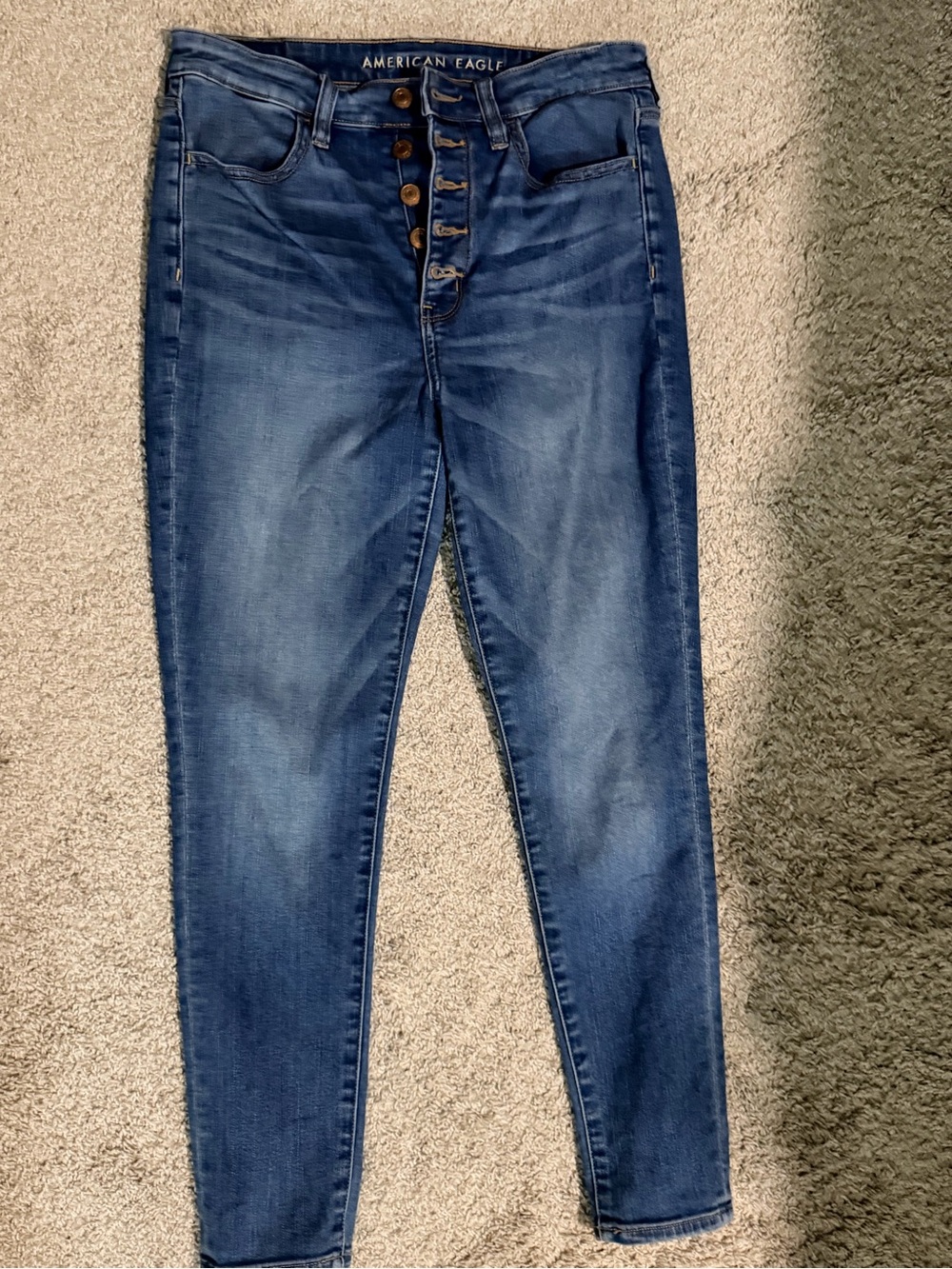 American Eagle Outfitters Skinny High-Rise Jeans in Dark Blue Wash